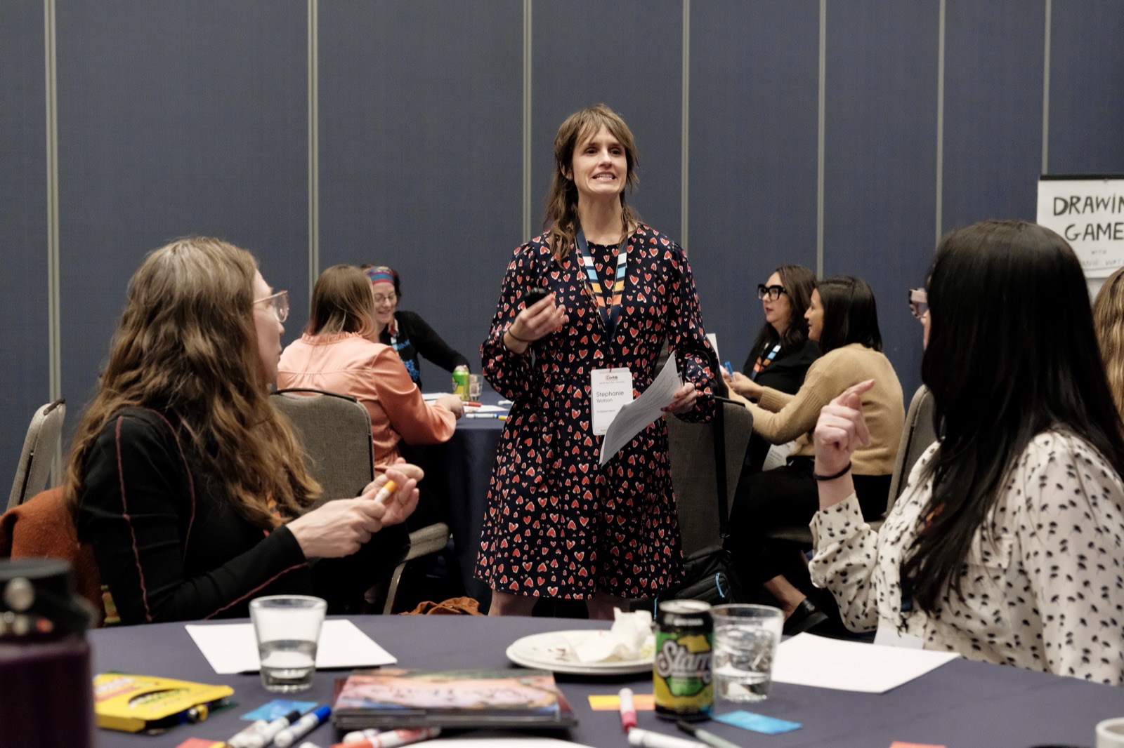 Stephanie Watson leading a drawing workshop for adults