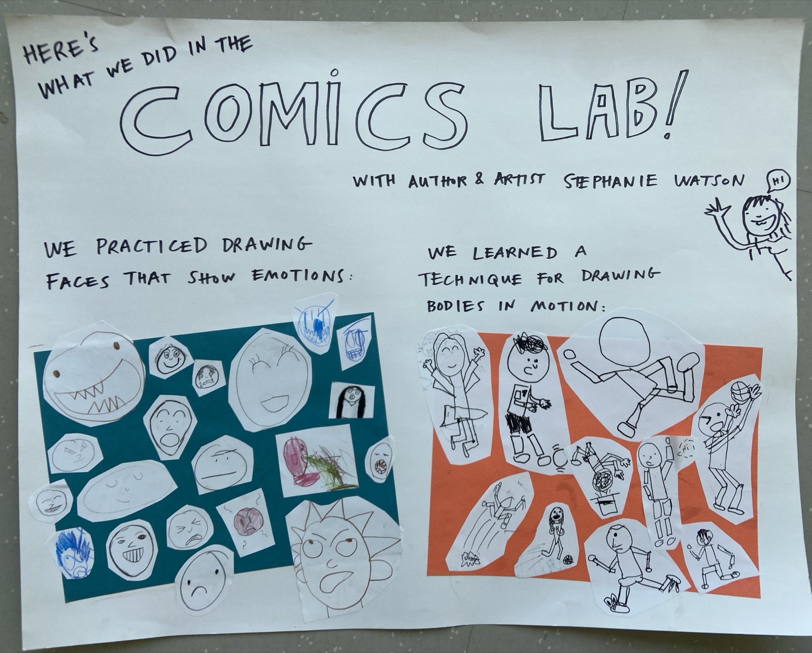 Student artwork from the Comics Lab led by author and illustrator Stephanie Watson.